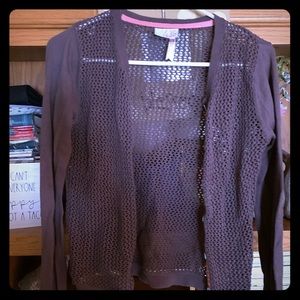 Matilda Jane sz 12 girls taupe (grayish) cardigan